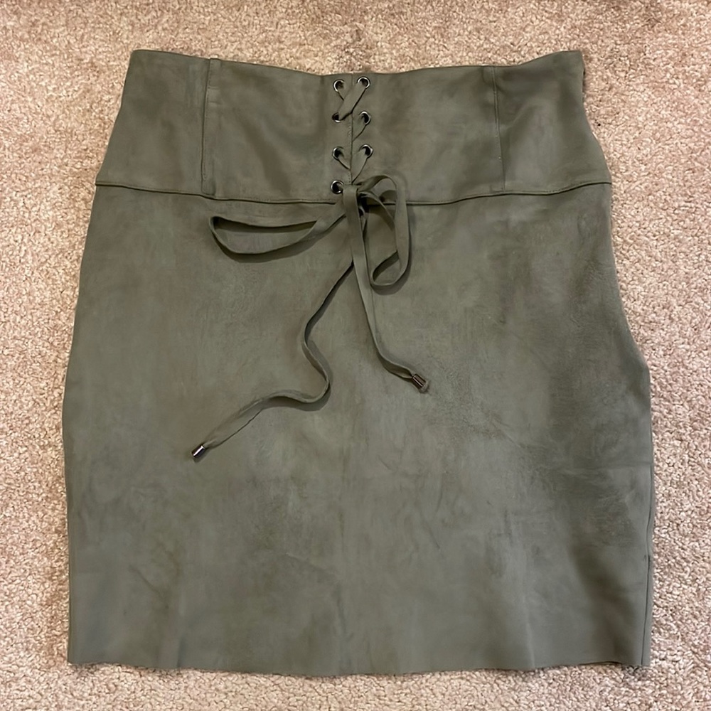 NWT Naked Zebra olive suede like skirt Sz S